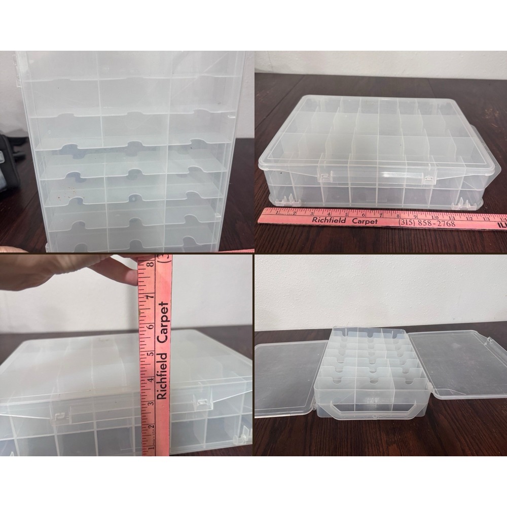 Lot of 2 Double Sided Plastic Organizer Cases Adjustable Dividers Craft Tackle